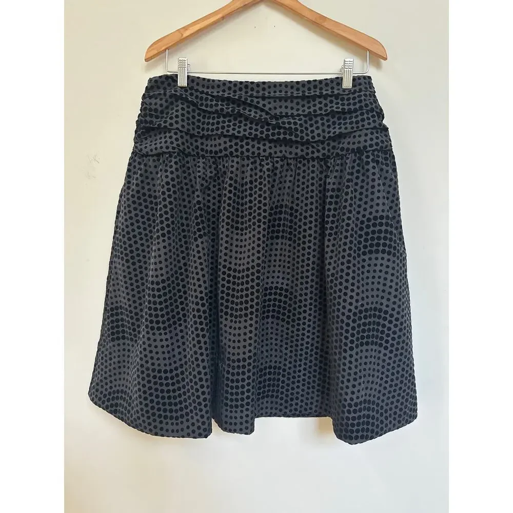 Maeve Anthropologie Womens Taffeta Dot Midi Skirt Black Noir Size 12 NWT
